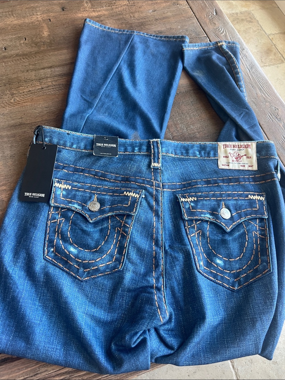 True Religion Women’s Blue Bootcut Jeans with Contrast Stitching soft stretchy - Picture 5 of 10